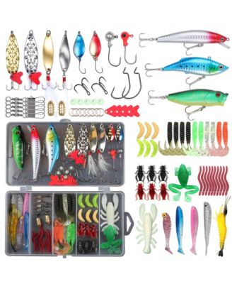 Fishing Lures Tackle Box Kit Crankbaits Spoon Hooks Weights