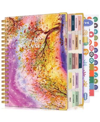 Planner  18 Month Weekly Monthly Daily Spiral Hardcover Agenda Organizer Tabs Calendar Tree 2026-2027