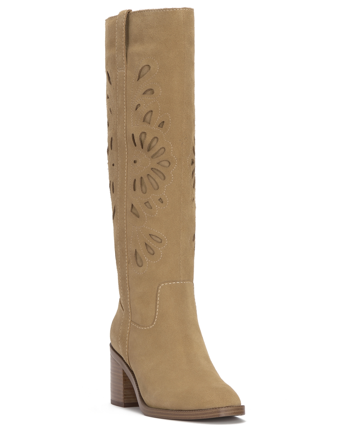 Lucky Brand Women's Adana Tall Chopout Block Heel Boots In Distressed Natural Suede