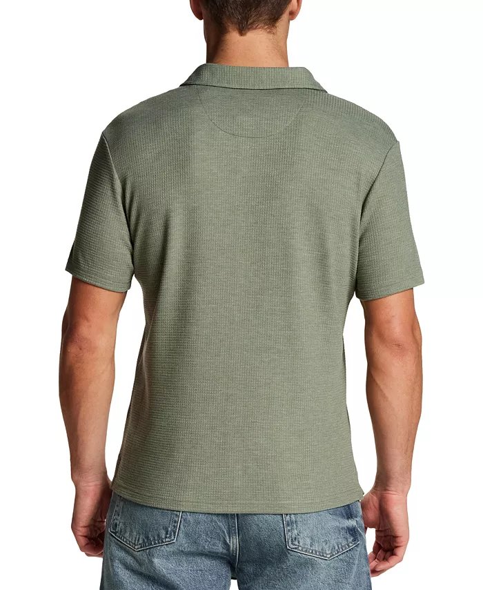 Men's Solid Waffle Coat Front Short-Sleeve Shirt - thumbnail 4