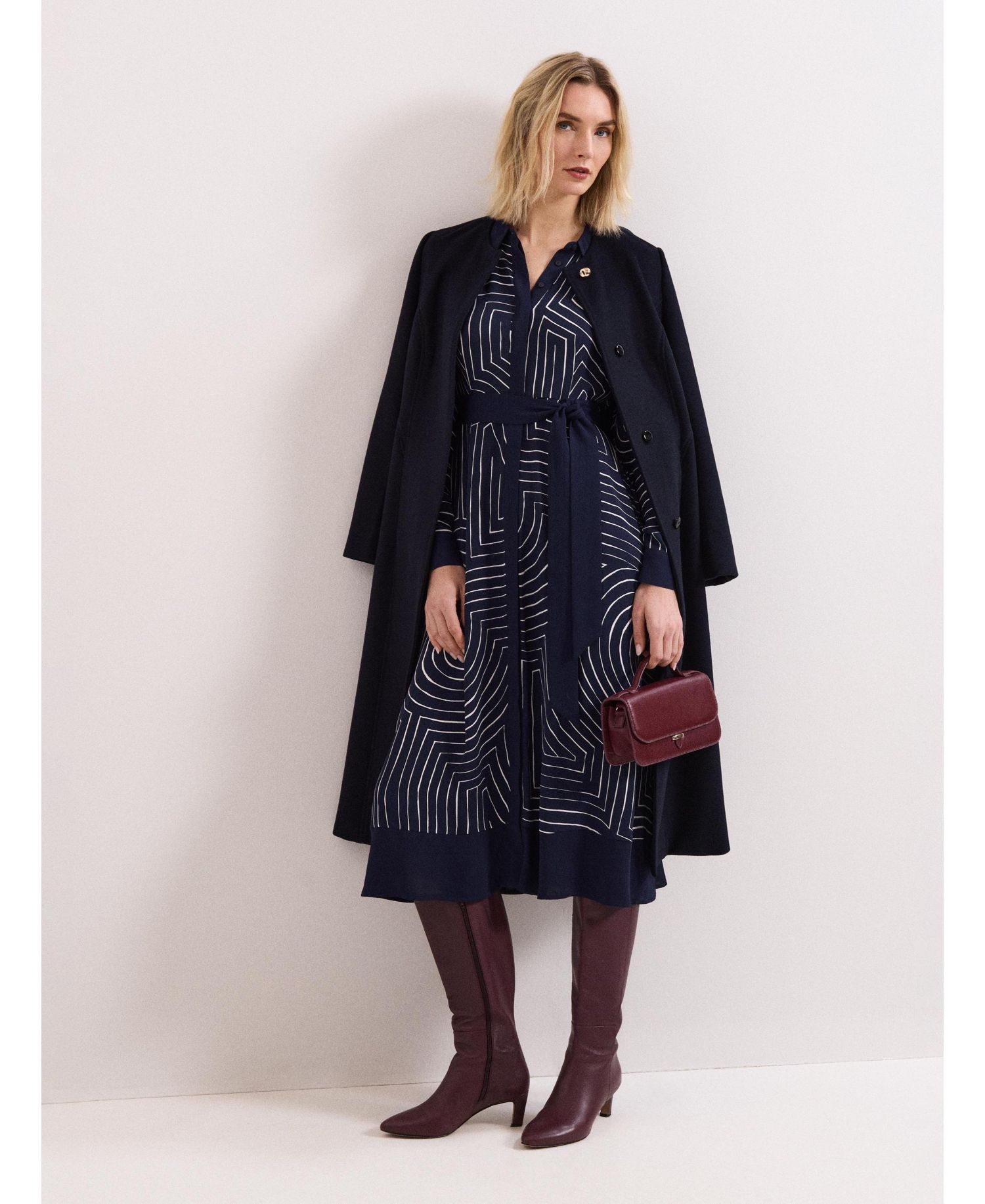 Women's Charlotte Long-Sleeve Belted Midi Dress