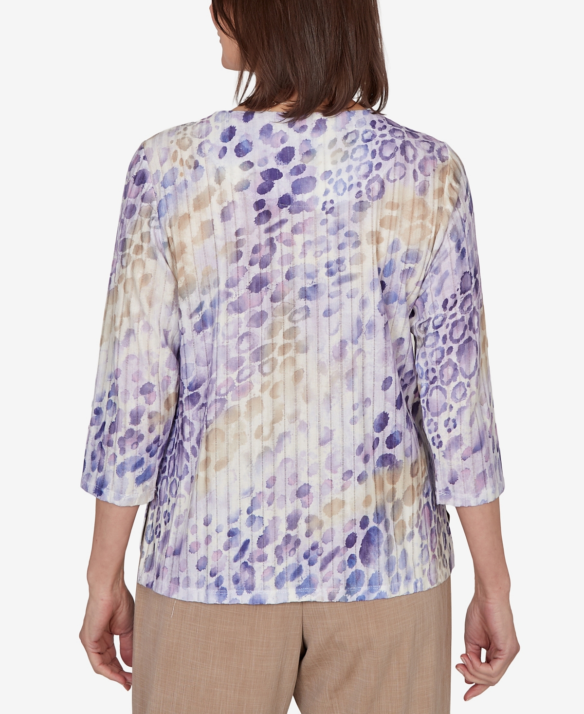 Alfred Dunner Women's Grand Bazaar Animal Print Ribbed Knit Top