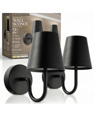 Set of 2 Modern Metal Shade Dimmable LED Rechargeable Cordless Touch Control Lights Wall Sconces
