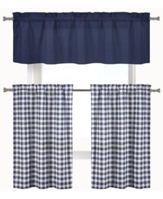 Classic Farmhouse 3 Piece  Buffalo Check Kitchen Curtain Tier and Valance Set