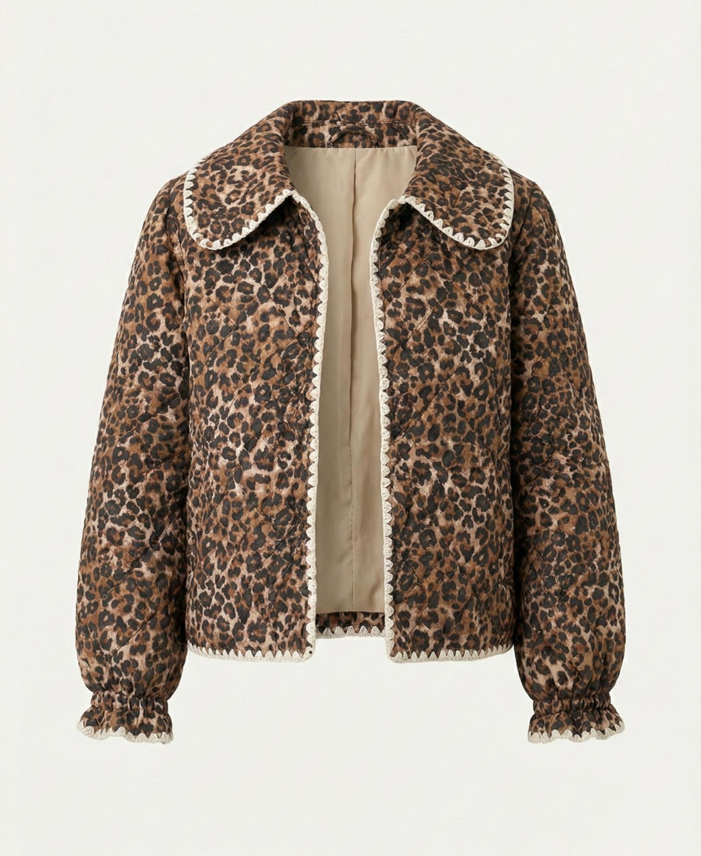 Женская куртка Modenaire Leopard Print Quilted, цвет: Коричневый — фото 6