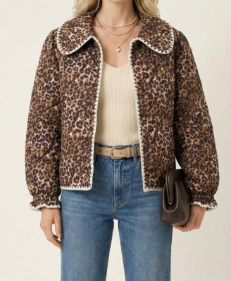 Women's Leopard Print Quilted Jacket