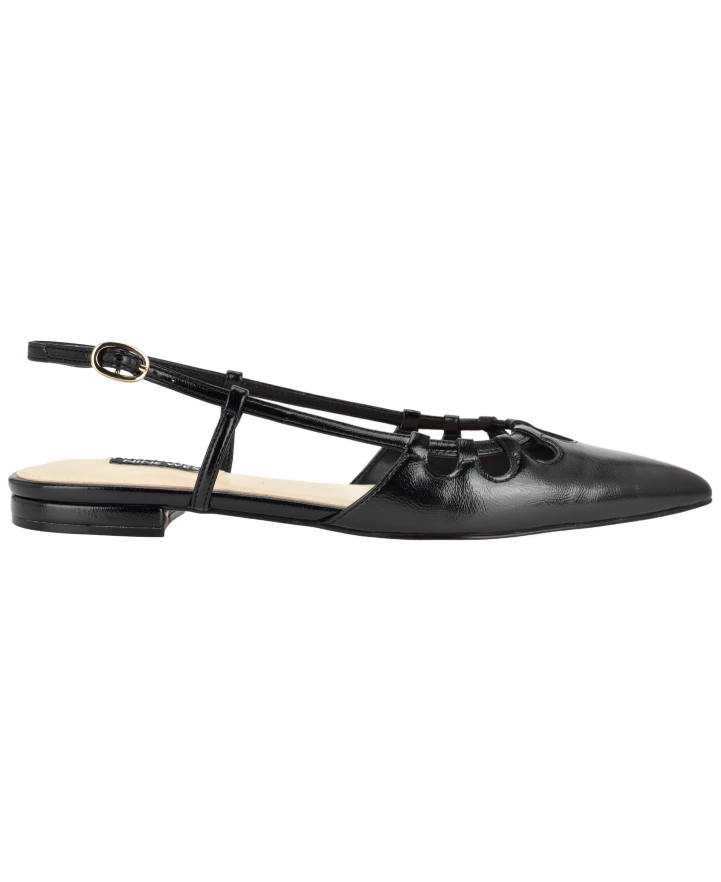 Женские балетки Nine West Harra Cutout Slingback Dress Flats, цвет: Чёрный лаковый — фото 2