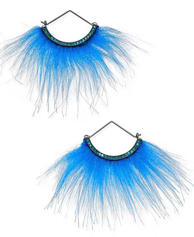 Betsey Johnson xox Trolls Faux-Fur Fan Earrings, Only at Macy's