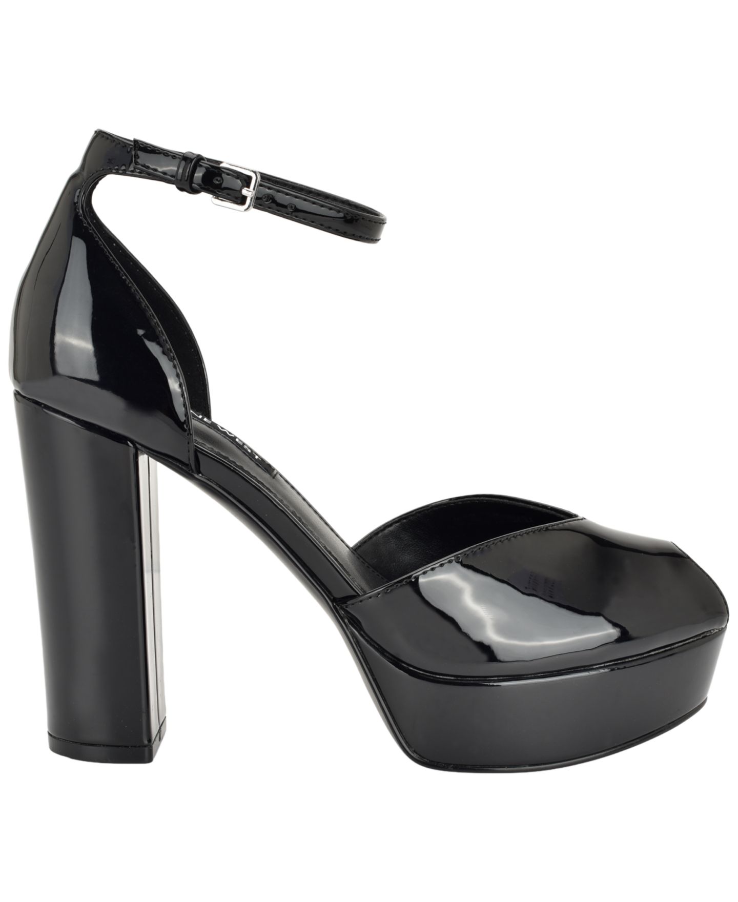 Женские сандалии Nine West Keela Peep Toe High Block Heel Dress Sandals, цвет: Чёрный лаковый — фото 2