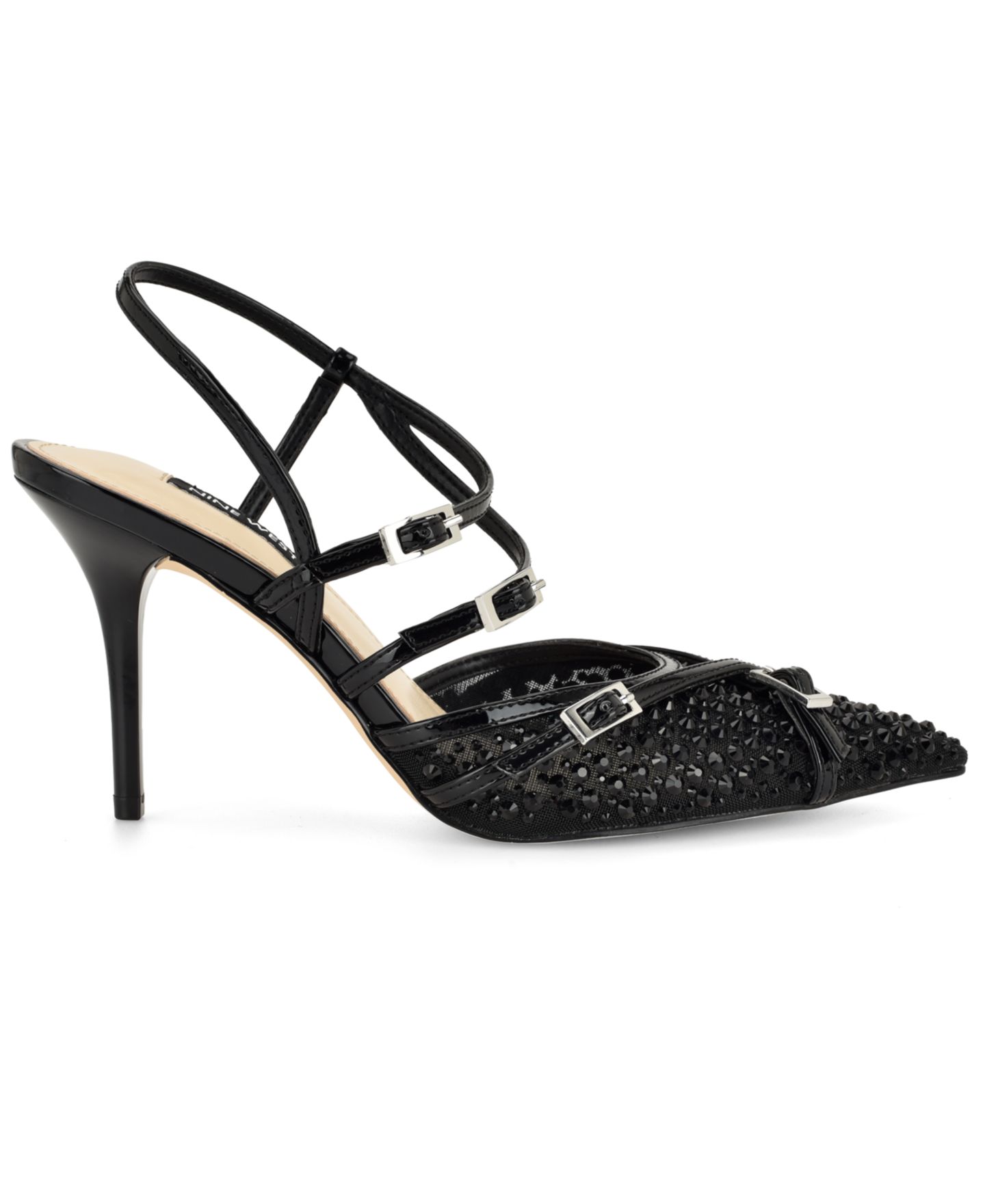 Женские туфли Nine West Pertee Embellished Strappy Stiletto Pumps, цвет: Чёрный — фото 2