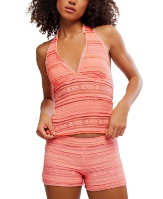 Women's Flirty Frills Halter V-Neck Top