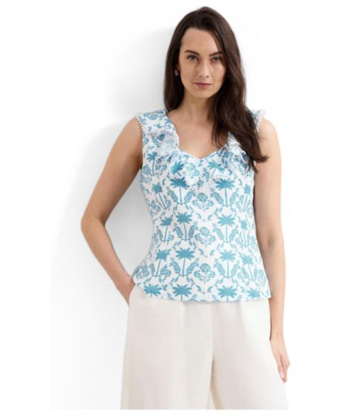 Женская блузка Phase Eight Rhona Linen, цвет: Синий