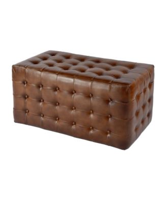 Kingston 36 in. W Leather Upholstered Accent Bench with Tufting