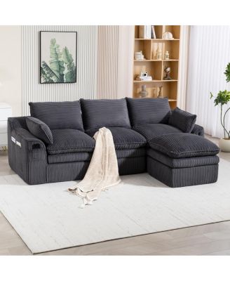  Faux Leather Chesterfield Sofa with Nailhead Trim and 2 Pillows