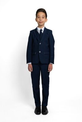 Big Boys 007 Slim Fit 5-Piece Shirt, Tie, Jacket, Vest and Pants Suit Set