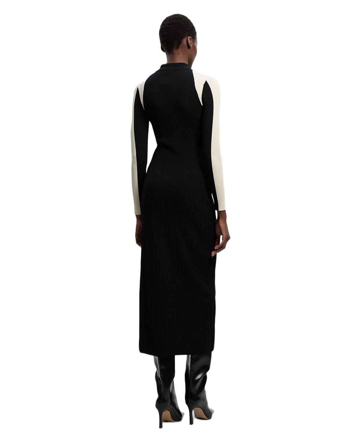 Karen Millen Women's Rib Knit Long Sleeve Military Midi Dress view 3 — MAYCSS fashion products