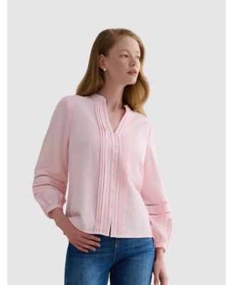 Women's Lucilla Pintuck Mandarin Collar Blouse