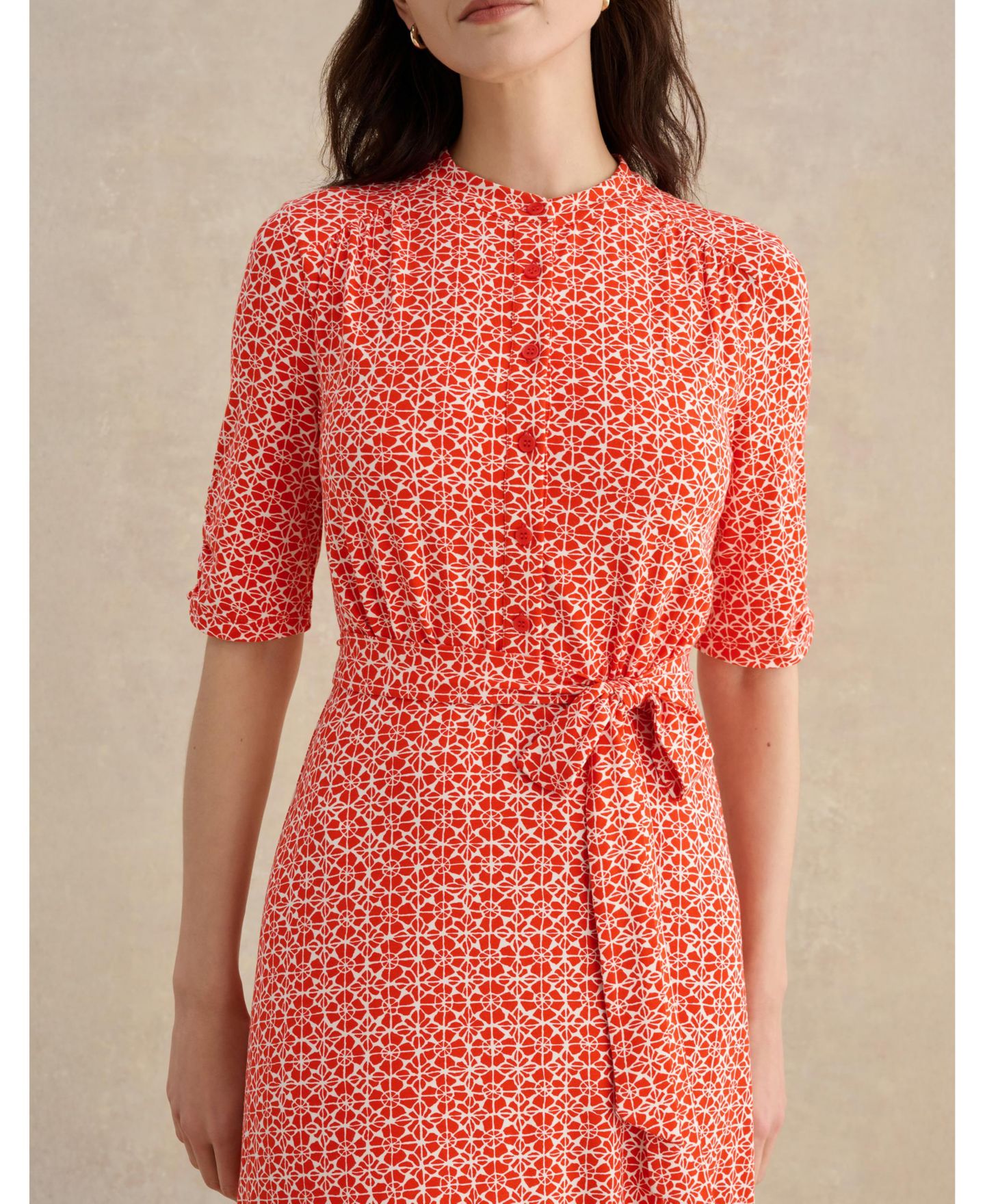 Женское платье Hobbs London Cathy 3/4 Sleeve Jersey Midi, цвет: Средний красный — фото 3