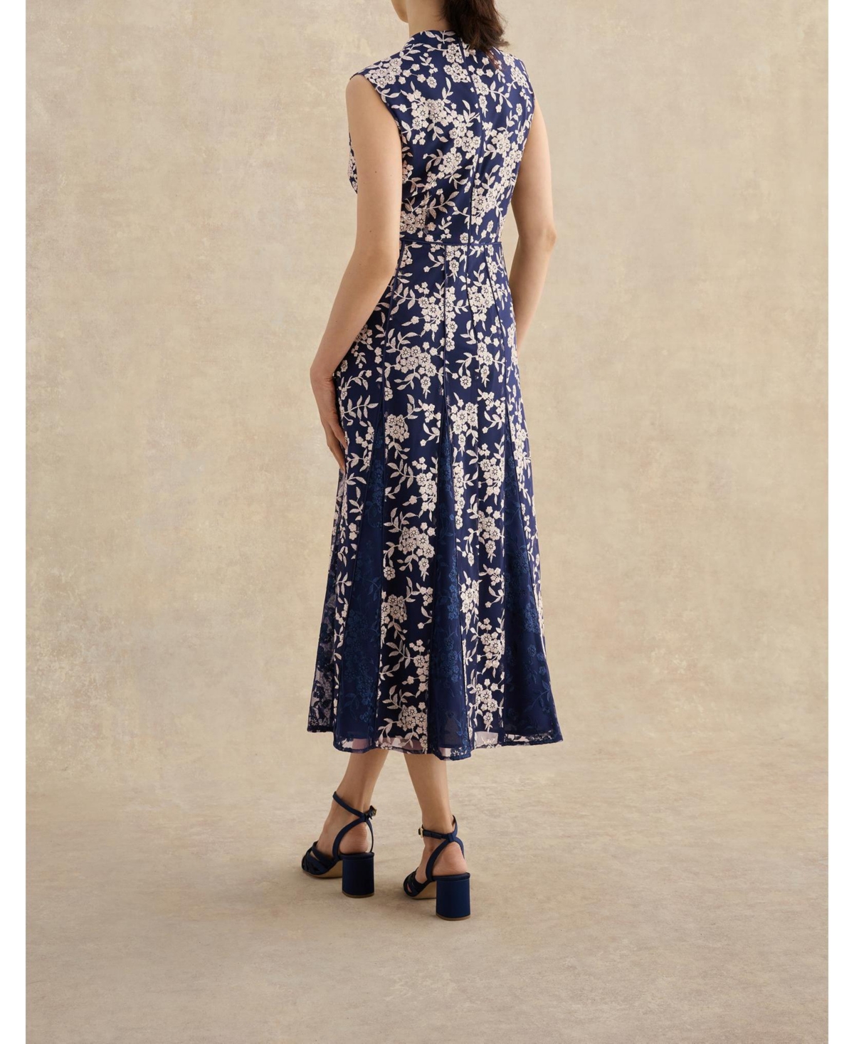 Hobbs London Women's Quin Sleeveless V-Neck Embroidered Dress