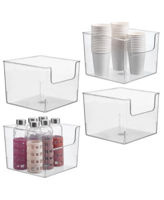Open-Front Storage Bin, Set of 4, Clear, Made in USA