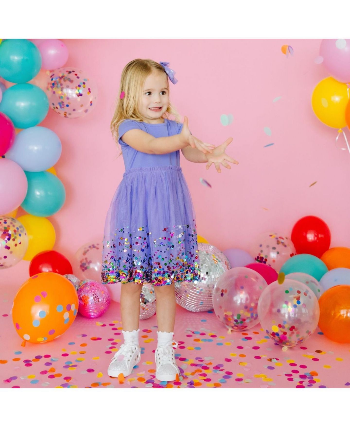 Платье Sweet Wink Lavender Confetti Short Sleeve Tutu Dress для девочек-малышей, цвет: Лавандовый — фото 3