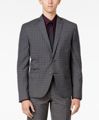 Bar III - Men's Charcoal Check Slim-Fit Jacket