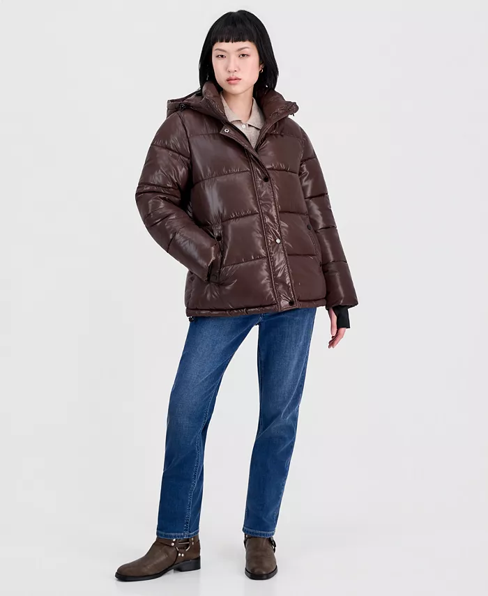 Women's Hooded Short Quilted Puffer Coat - thumbnail 7
