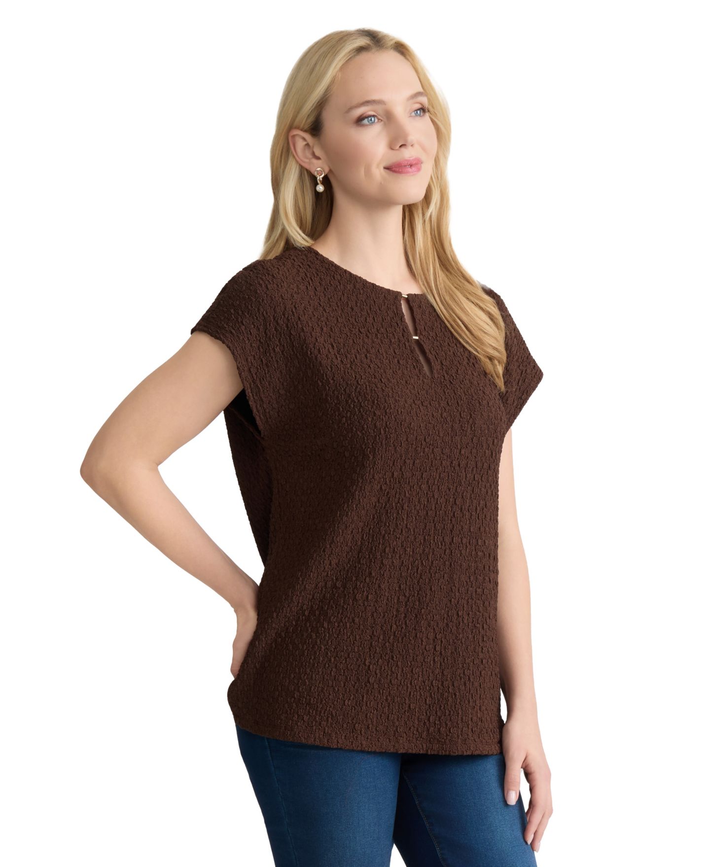 Женский топ Jones New York Extended Shoulder Top, цвет: Fudge — фото 2
