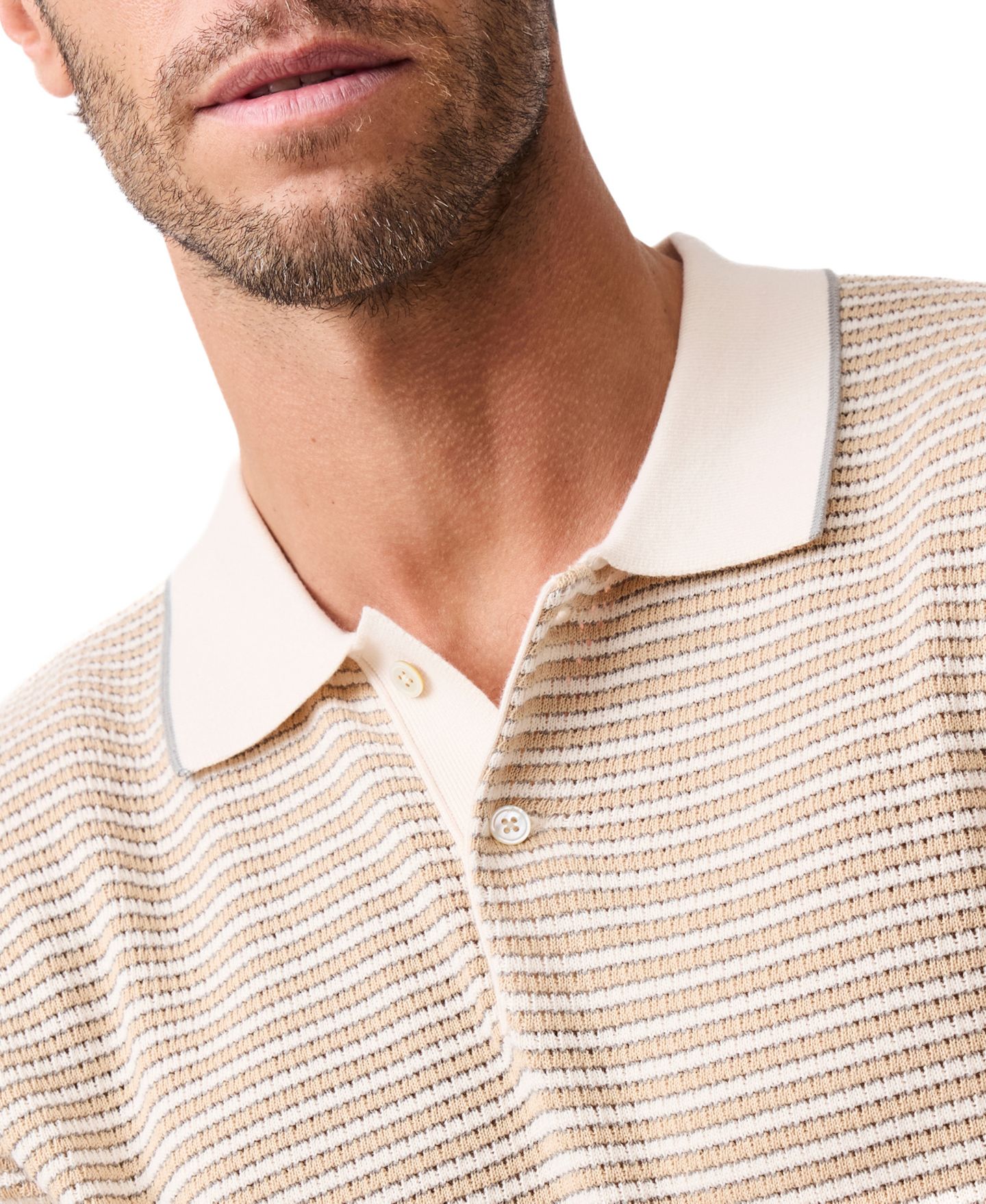 Мужское поло Rodd & Gunn Rodd Gunn Oyster Island Cotton Striped Knit Polo Shirt, цвет: Acorn — фото 6