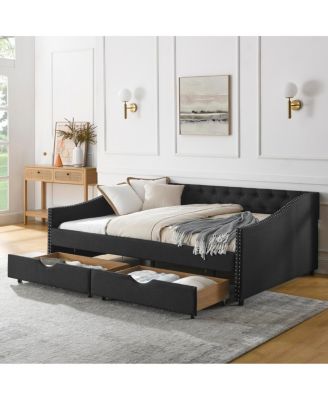 Upholstered Full Size Daybed with Drawers