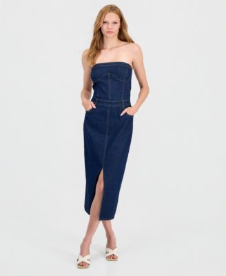 Women's Denim Corset Midi Dress