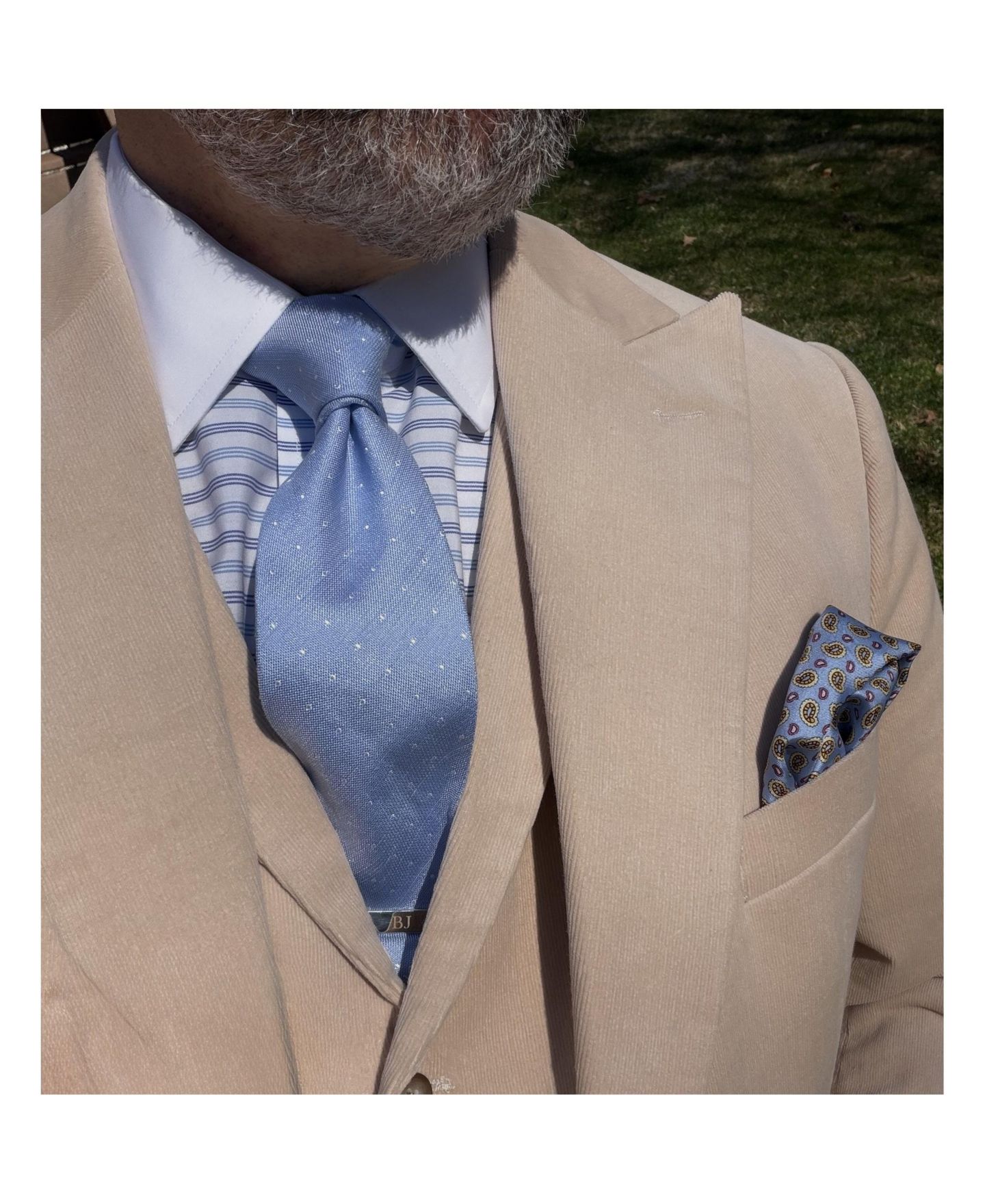 Мужские галстуки TRAFALGAR Churchill Chambray Polka Dot Linen Blend Necktie, цвет: Синий — фото 4