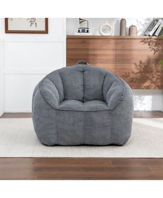 Corduroy Bean Bag Chair with Armrests - Large Adult Sofa