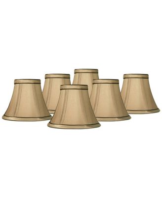 Set of 6 Round Hardback Bell Lamp Shades Celia Small 3" Top x 6" Bottom x 5" High Candelabra Clip-On Fitting