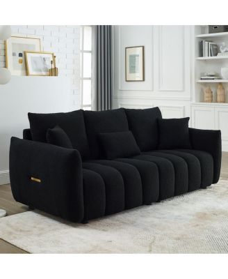 79.5" Premium Teddy Fabric 3-Seater Sofa with Solid Wood Frame