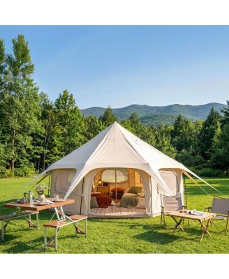 14.8feet x 9.2feet Spacious 600D Oxford All-Season Bell Tent with Roll-Up Walls