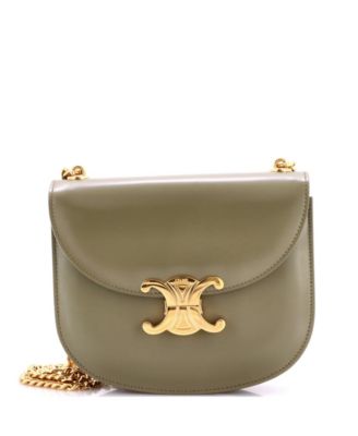Triomphe Besace Clea Chain Flap Bag Leather