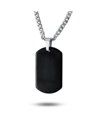 Men's Dog Tag Pendant Necklace Plain Blank Stainless Steel 24 Inch Chain