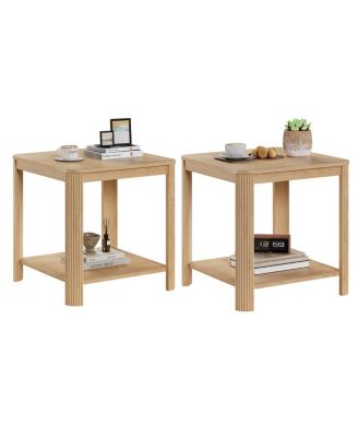 2-Tier Rounded Corner End Tables with Wave Grain Legs