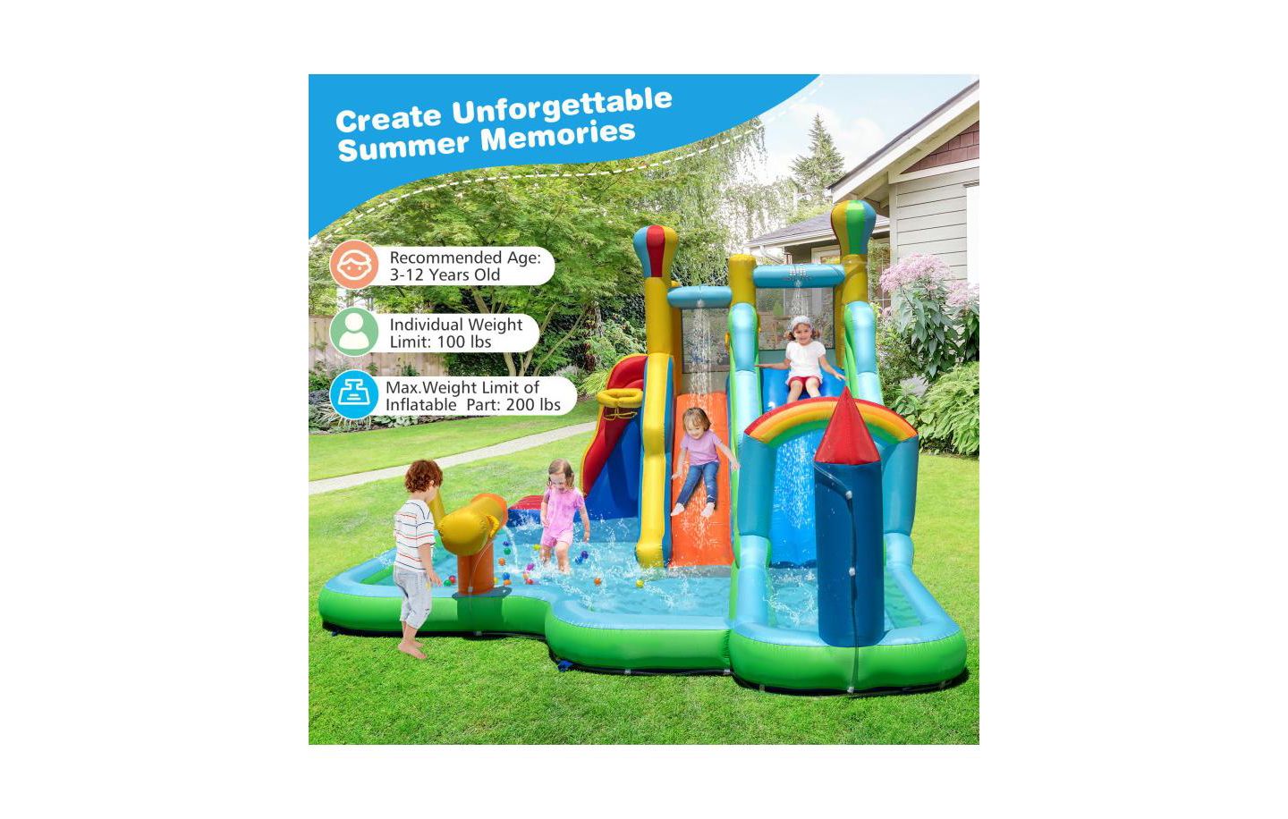 Детская игрушка Slickblue Kids Giant Bounce House Water Slide Park with 950W Blower, цвет: Разноцветный — фото 6