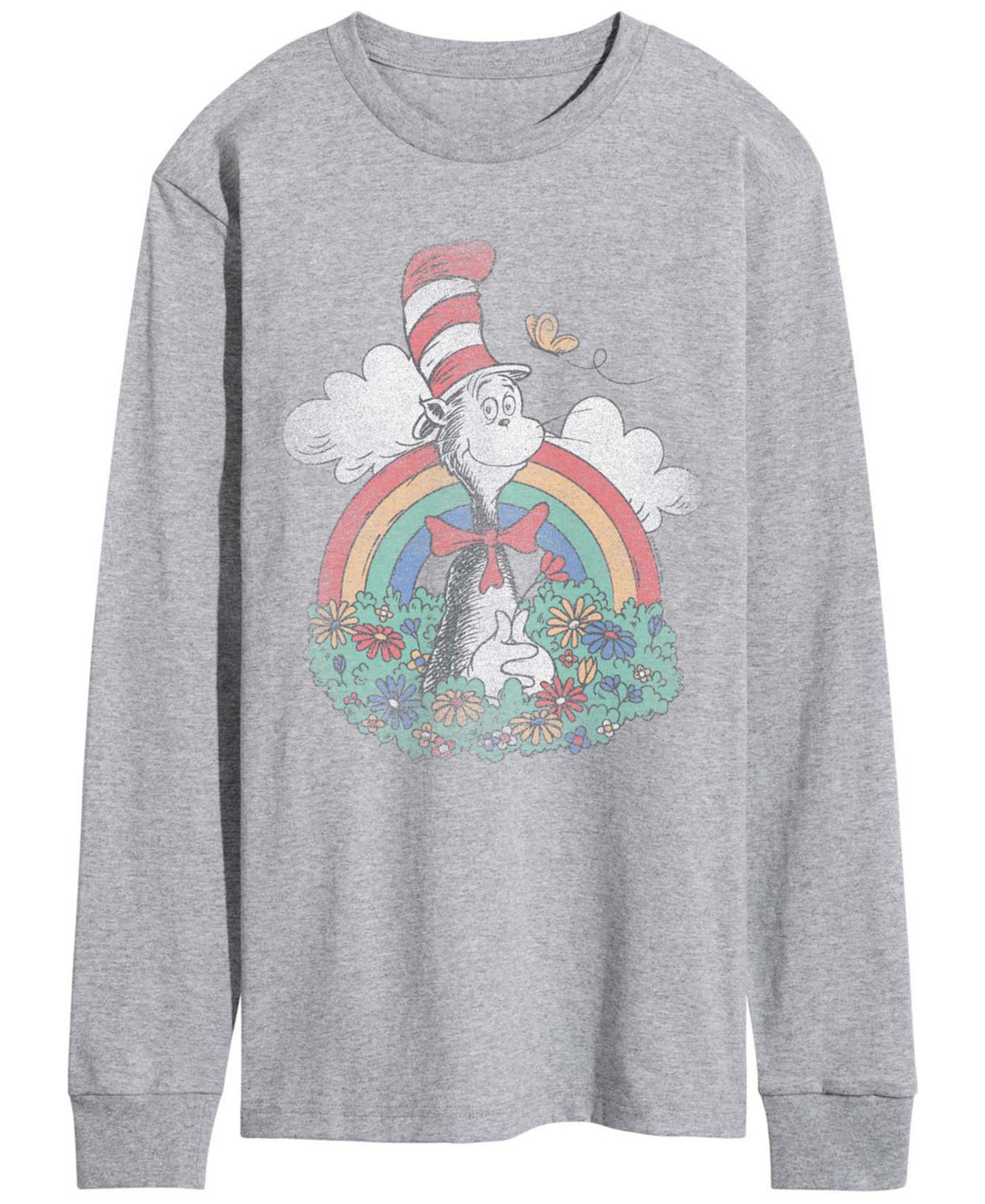 Мужская футболка AIRWAVES Dr. Seuss Cat In The Hat Spring Vintage Faded Long-Sleeve Graphic, цвет: Меланжевый — фото 1