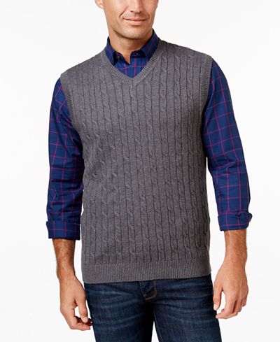 Club Room Men's Cable-Knit Sweater Vest, Only at Macy's - Sweaters ...
