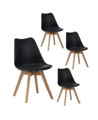 Set of 4 Mid-Century Modern Dining Chairs with Wooden Legs