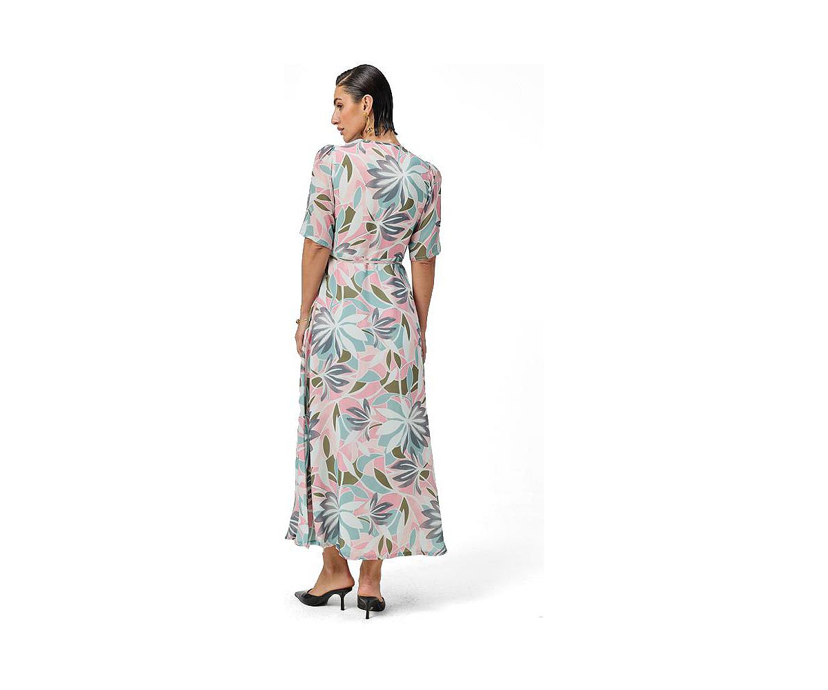 Reistor Women's Floral Print A-Line Wrap Maxi Dress view 2 — MAYCSS fashion products