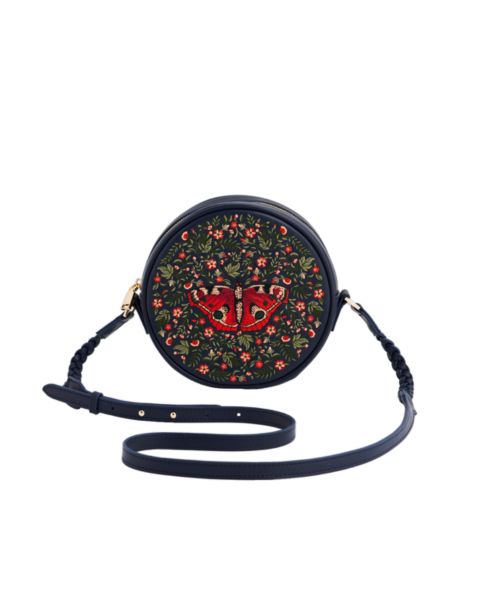 Женская сумка Fable England Butterfly Embroidered Circle, цвет: Тёмно-синий