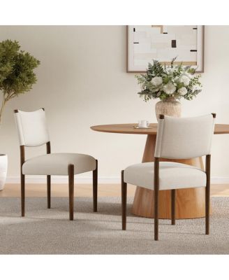 Modern Dining Chairs with Thick Cushions and Wood Legs