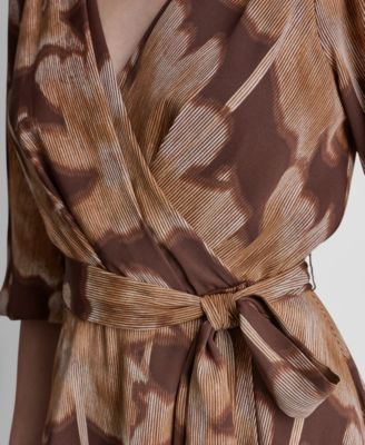 dkny balloon sleeve chiffon midi dress DKNY Balloon-Sleeve Faux-Wrap Chiffon Dress Apple Green Size 2 $129