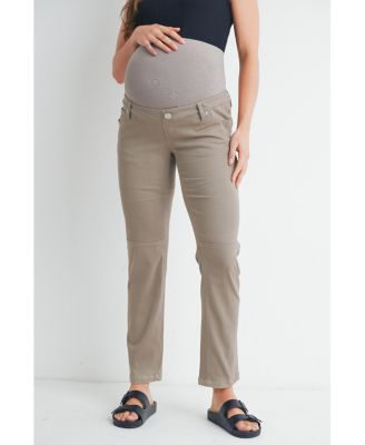 Maternity Straight Leg Pants with Over the Belly Panel and Pockets