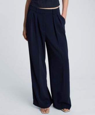 Women's High-Rise Wide-Leg Pleated Pants