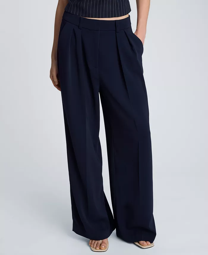Women's High-Rise Wide-Leg Pleated Pants
